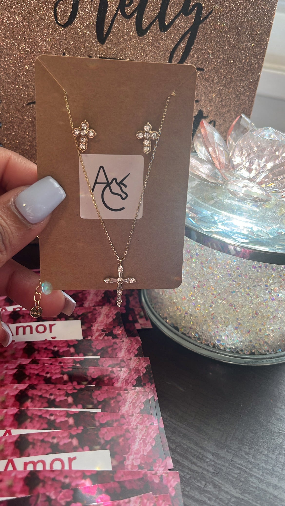 Cross Earrings and Necklace Set