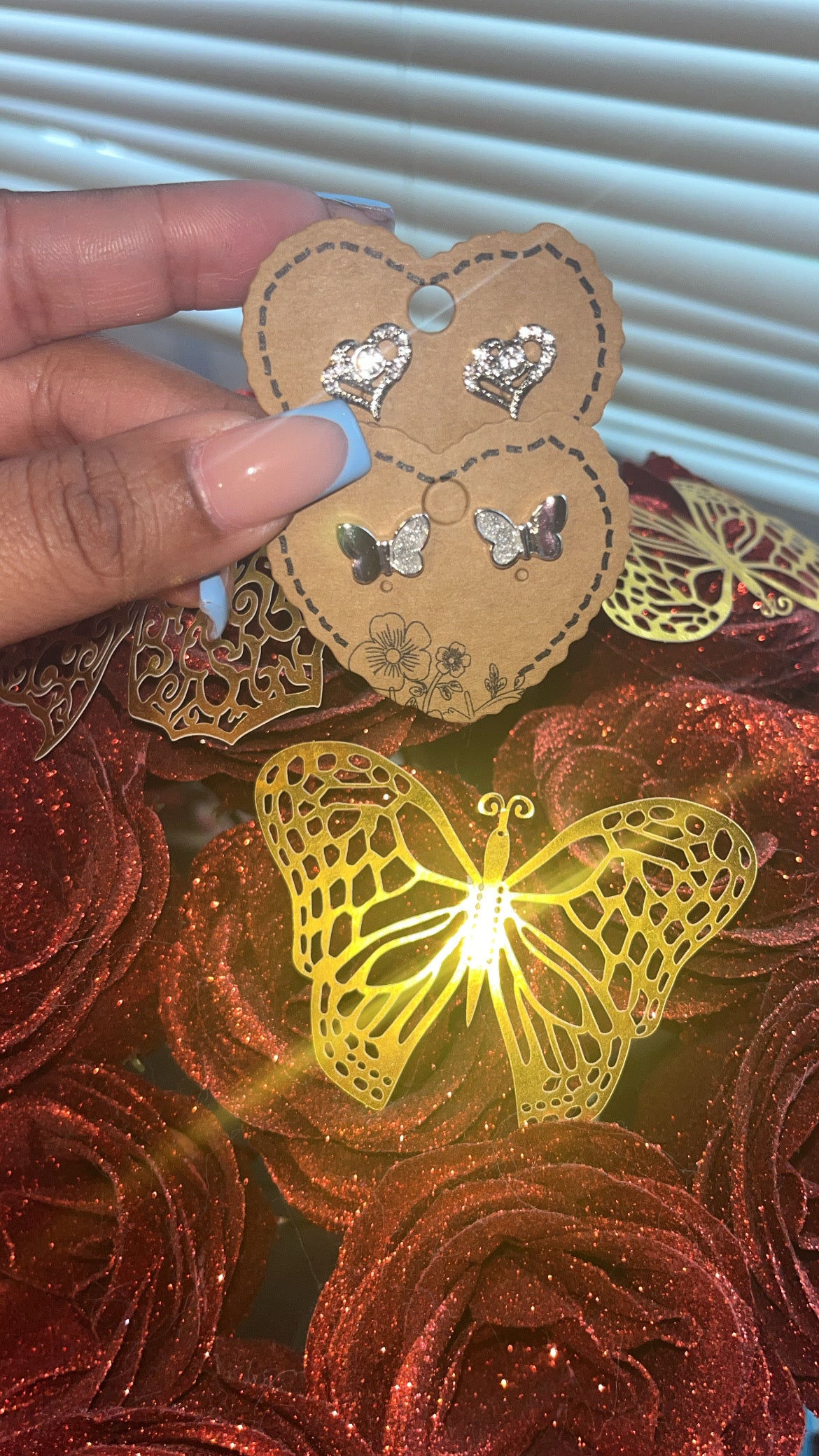 Butterfly and Heart Studs set