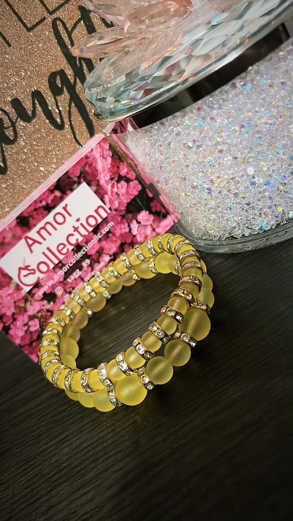 Yellow Beaded Bracelet Set