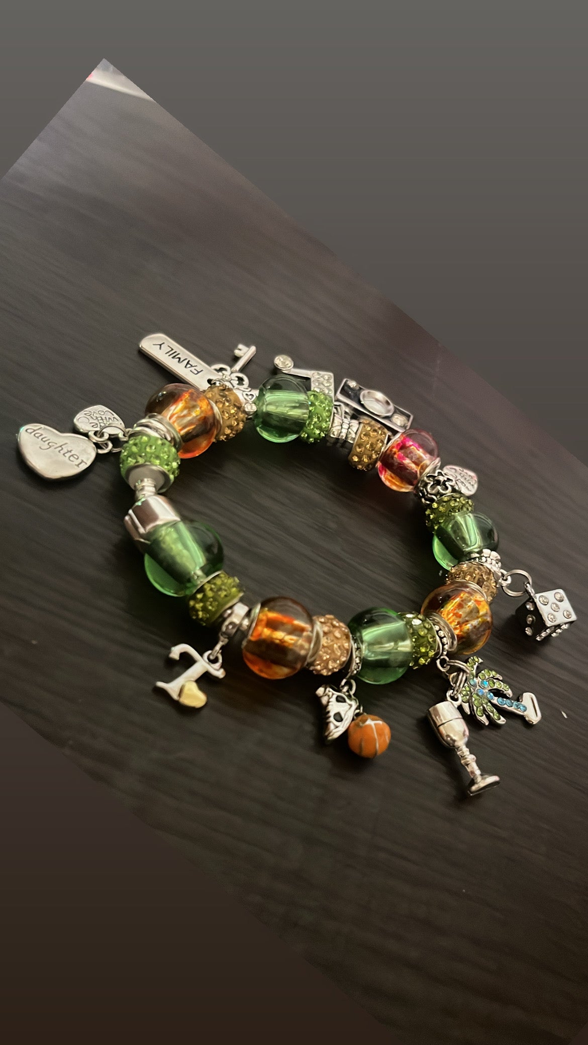 Teal/Orange Custom Charm Bracelet