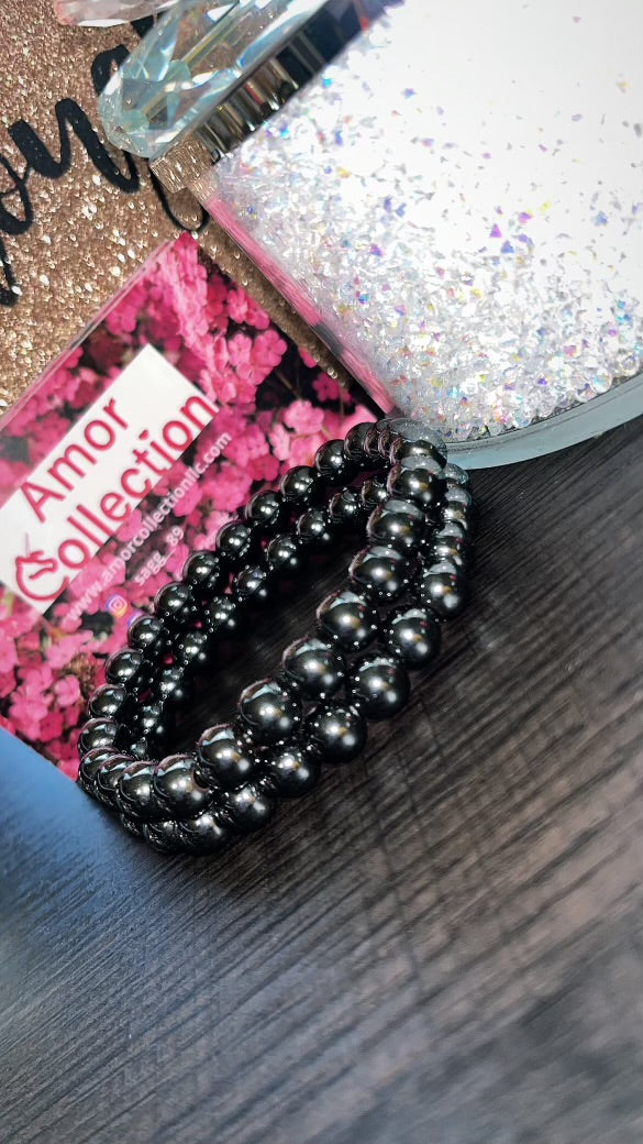 Black Gloss Beaded Healing Bracelet