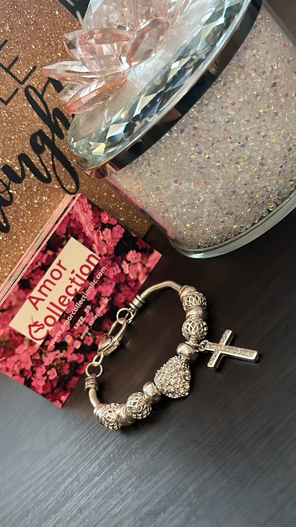 Cross/Heart Charm Bracelet