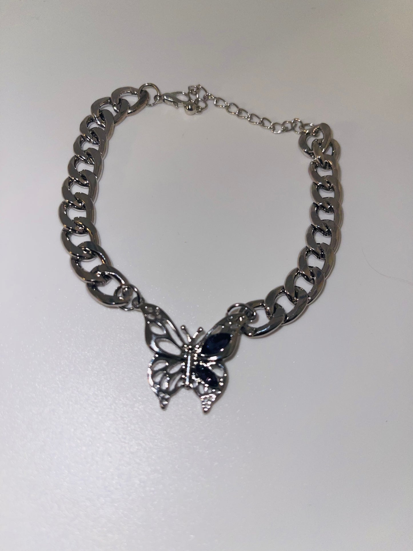 Cuban Link w/ Rhinestone Butterfly Anklet