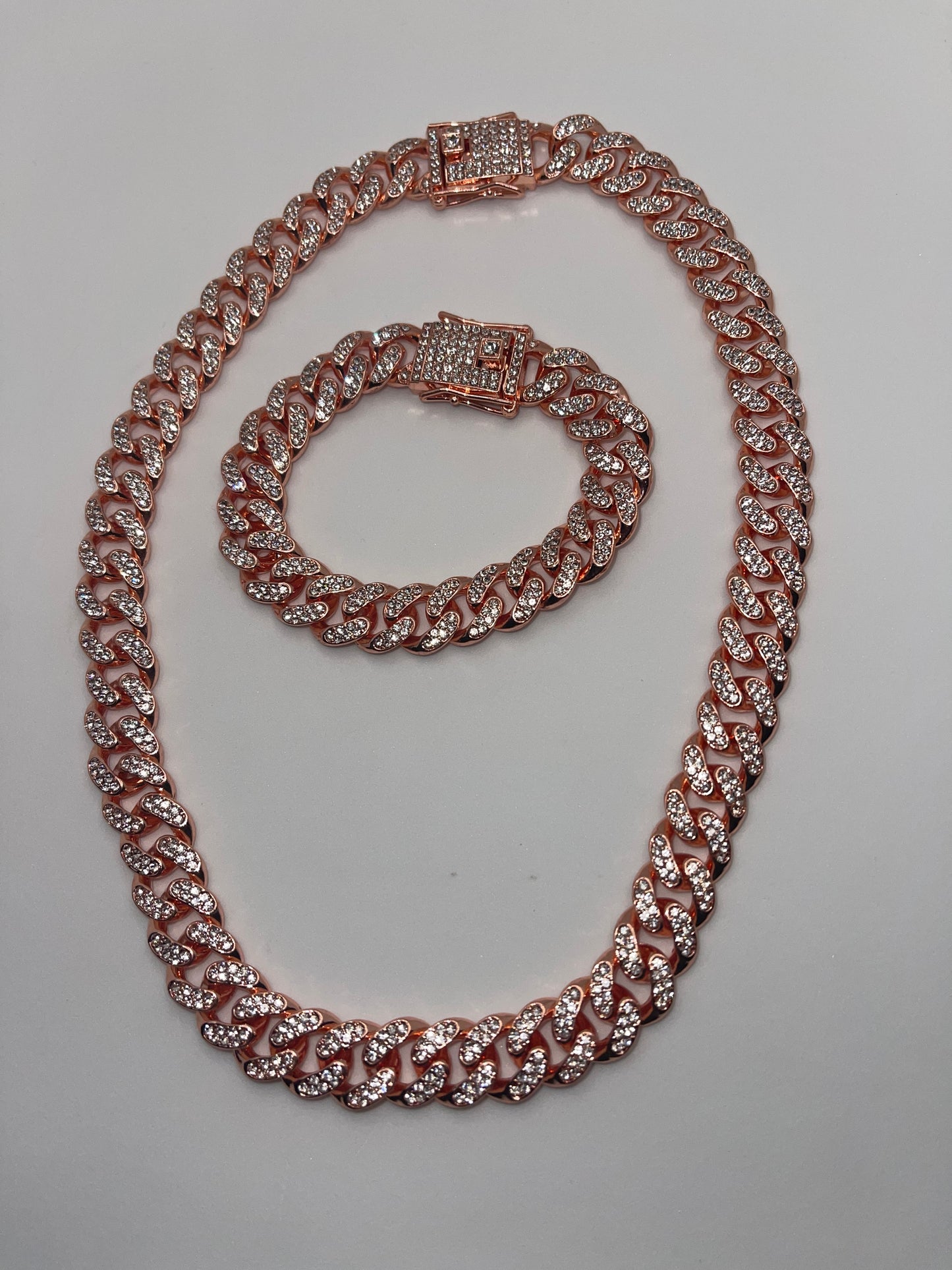 Cuban link chain Necklace and Bracelet set