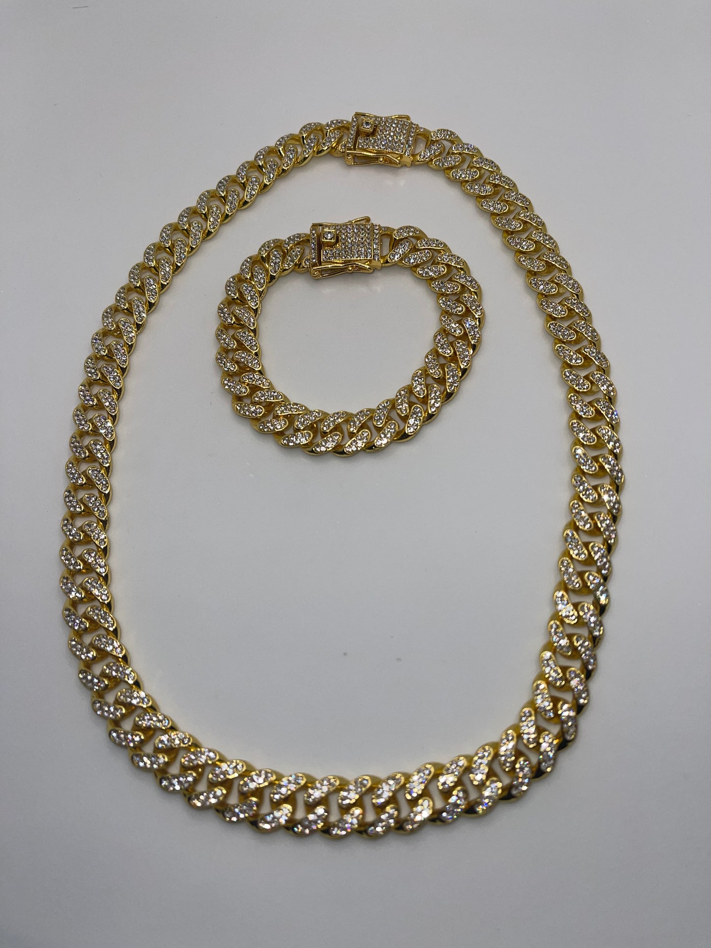 Cuban link chain Necklace and Bracelet set