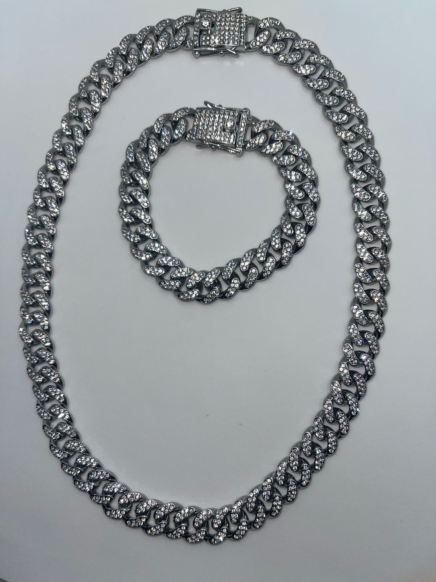 Cuban link chain Necklace and Bracelet set