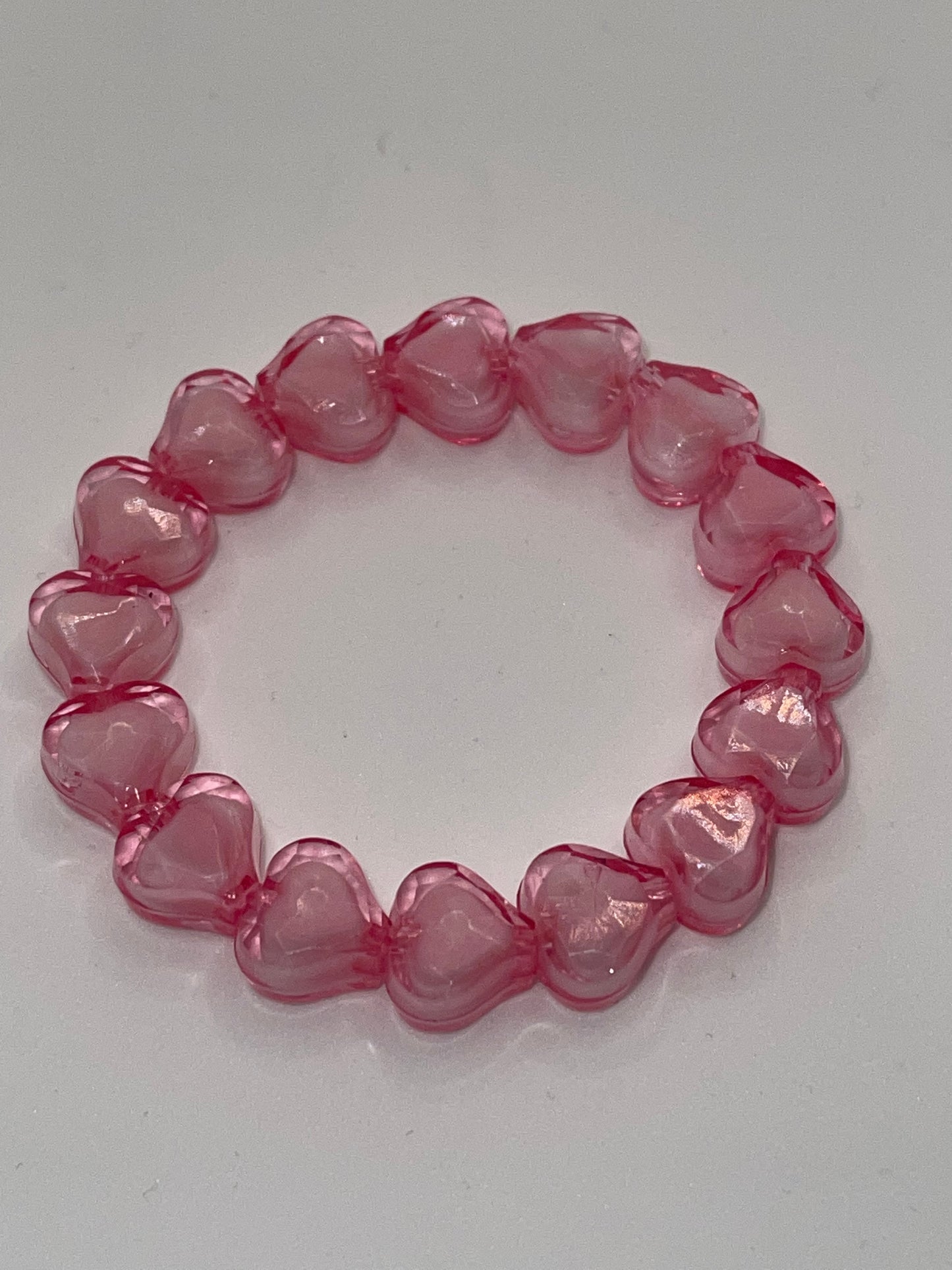 Girls Kids Pink Heart beaded bracelet