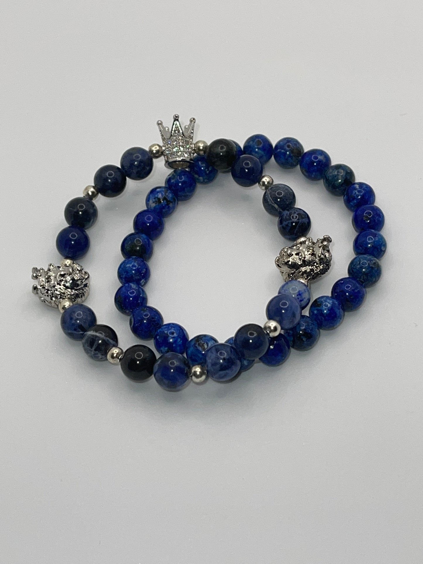 Lion Crown sodalite beaded bracelet set