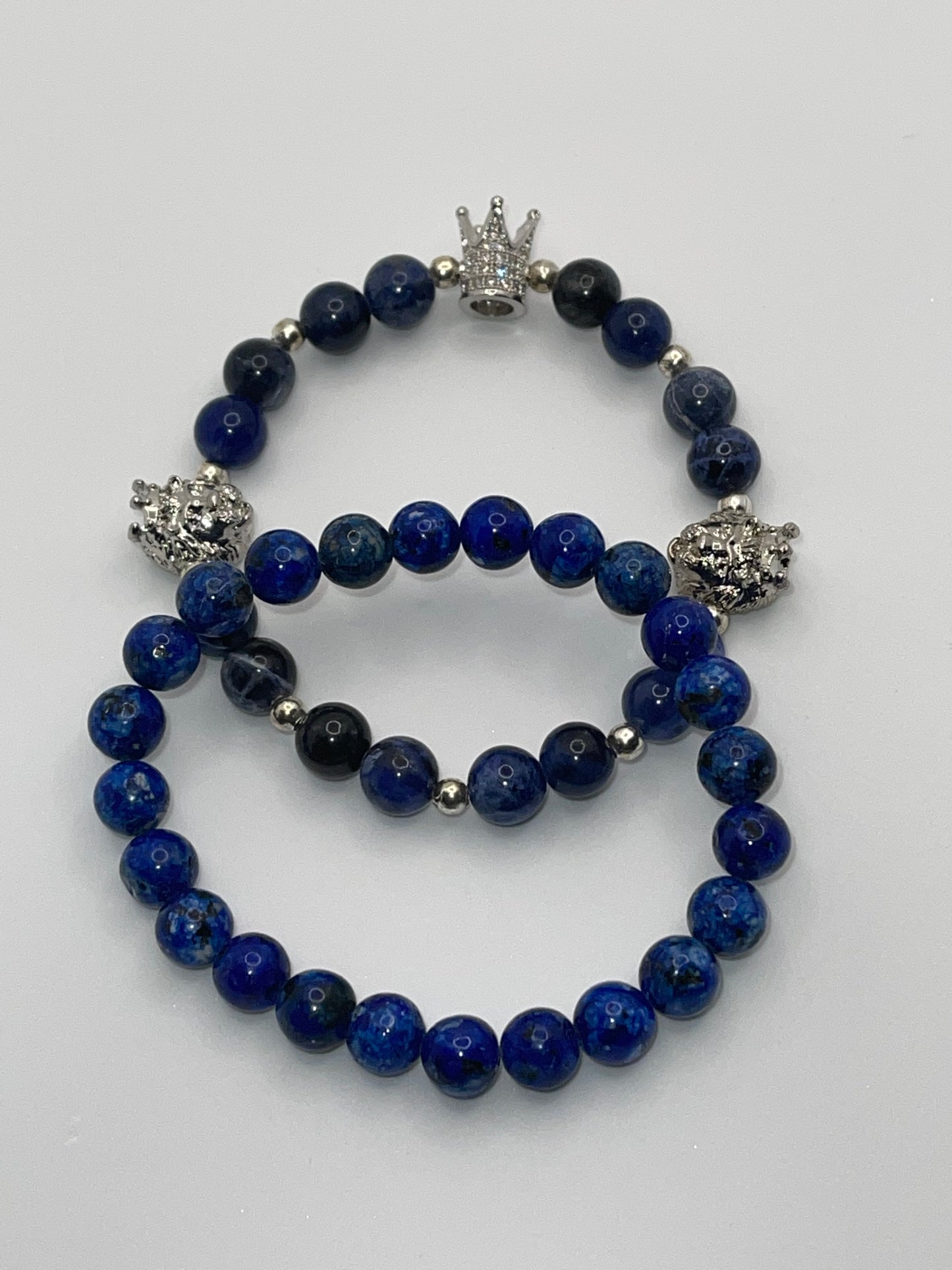 Lion Crown sodalite beaded bracelet set