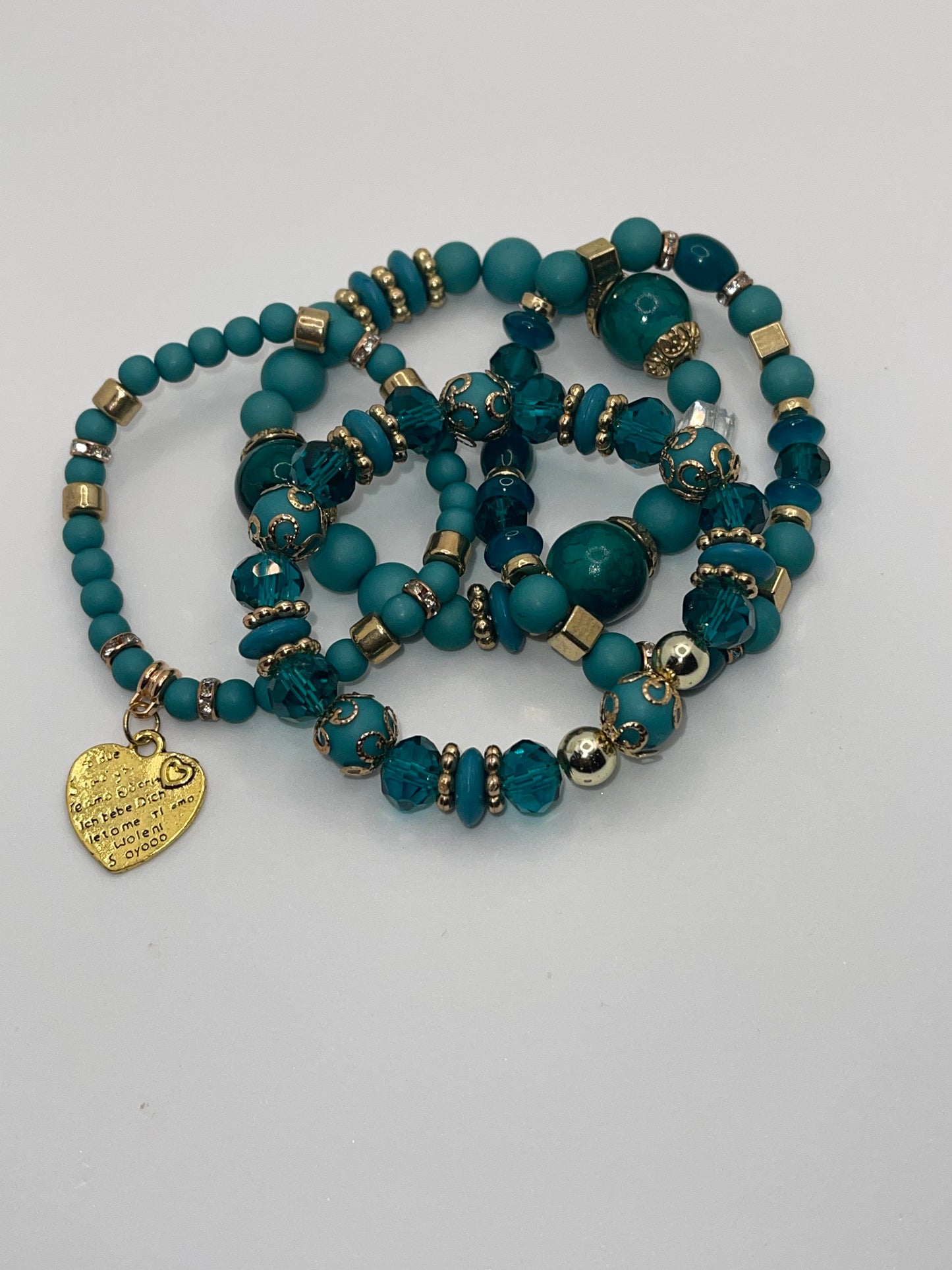 Bohemian turquoise blended beaded bracelet set