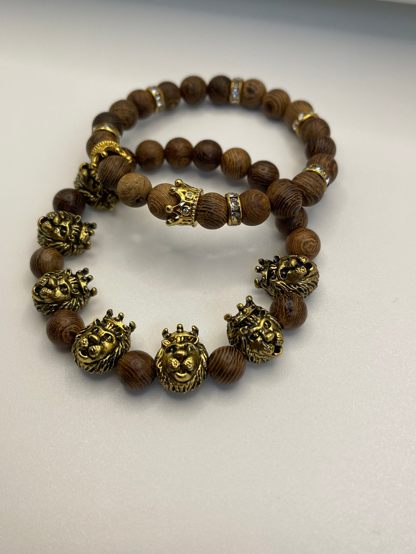 Lion w/ Crown beaded bracelet set