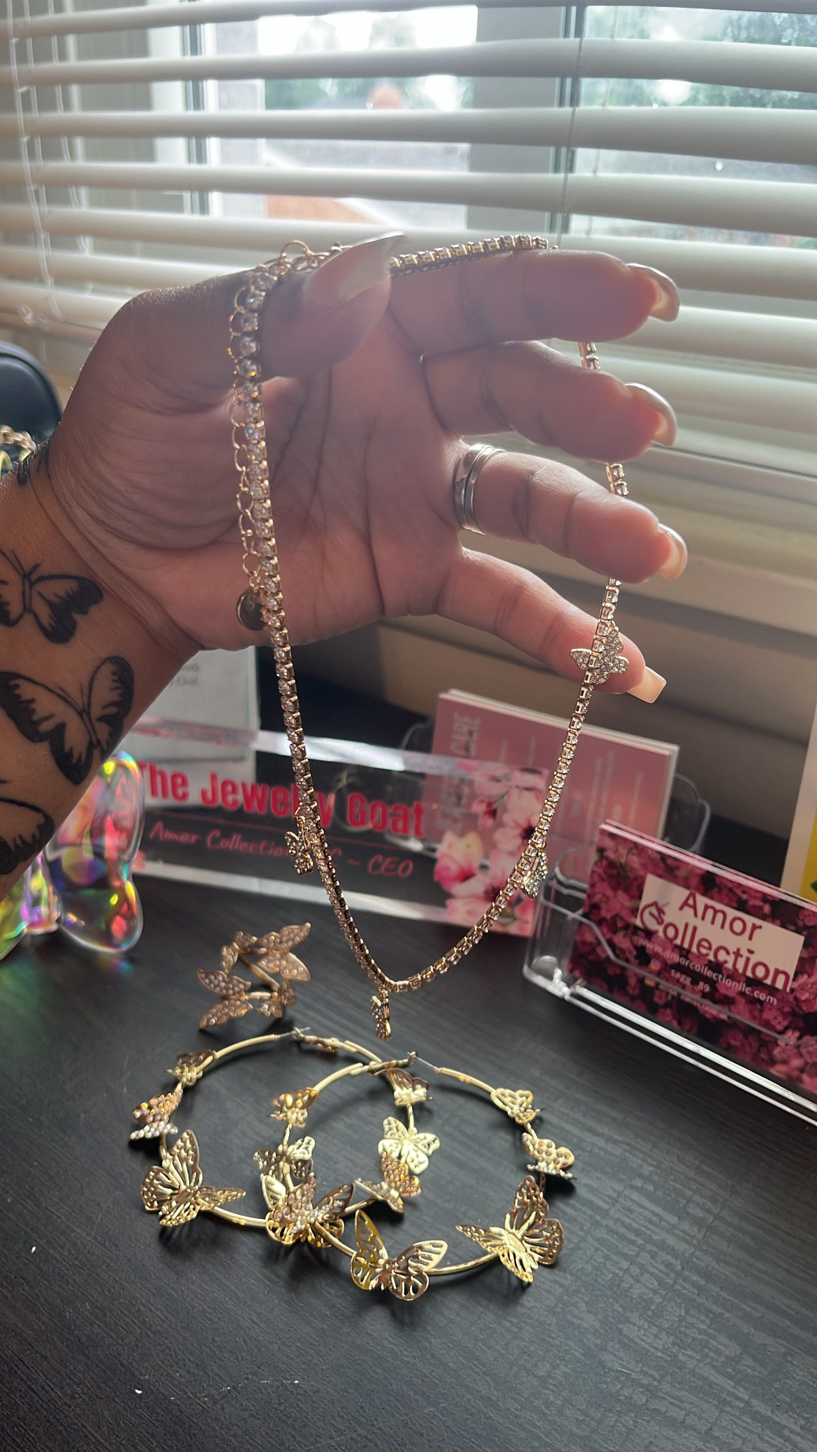 Butterfly Necklace, Earrings and Ring set
