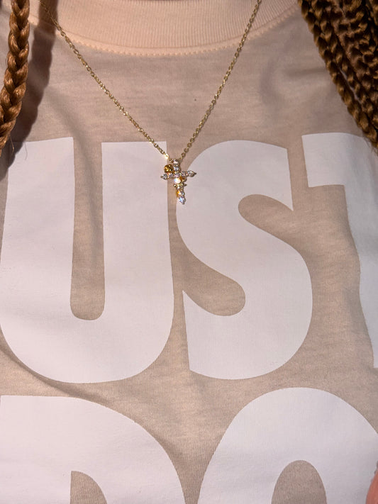 Cross with Rose Necklace