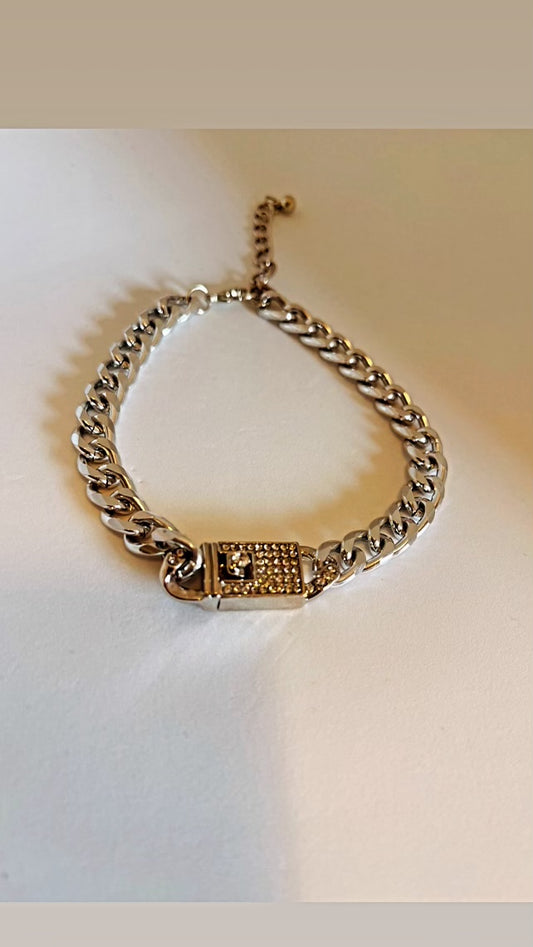 Silver Cuban link anklet