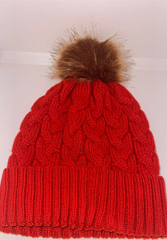 Red Stretchy Beanie Winter Hat