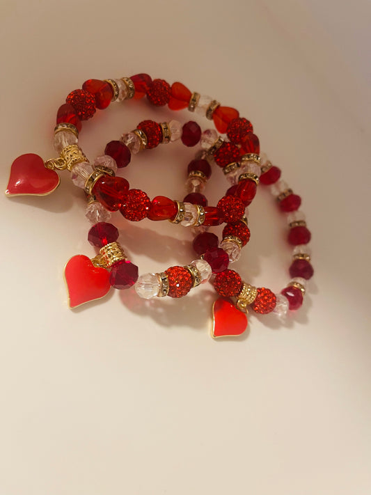 Hearts Beaded Bracelet Set