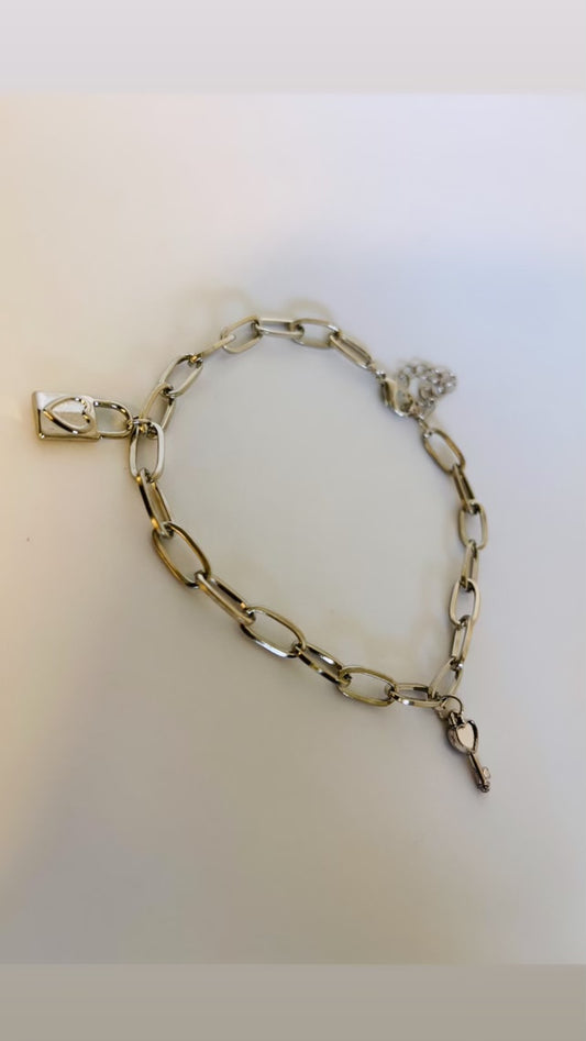 Silver Lock n Key anklet