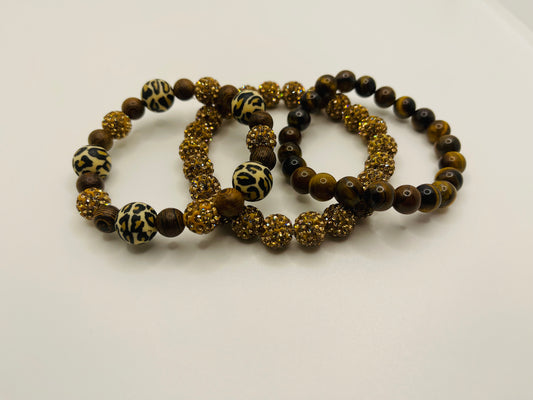 Bling Cheetah Beaded Bracelet set