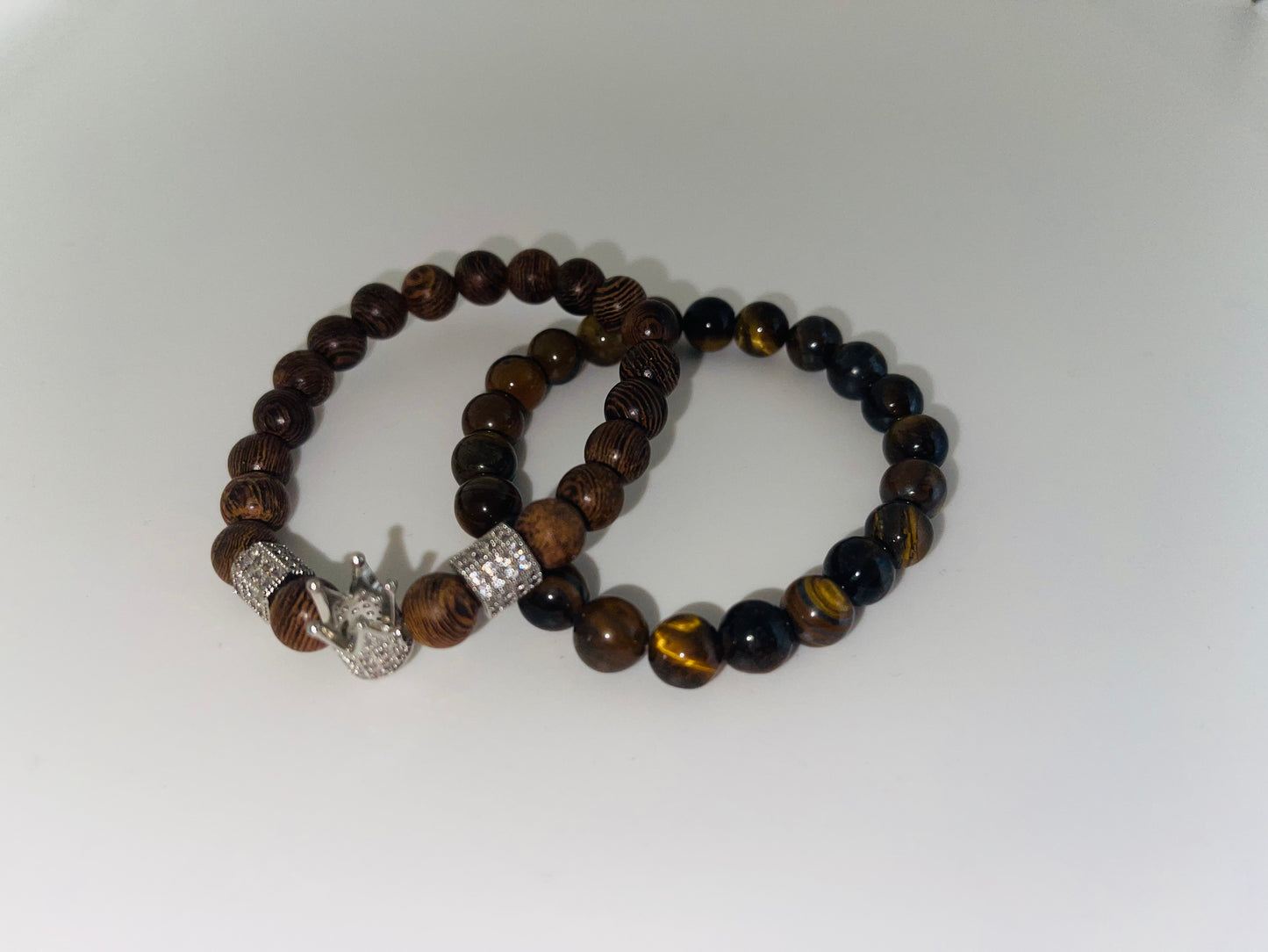 Tiger Eye King Beaded Bracelet set