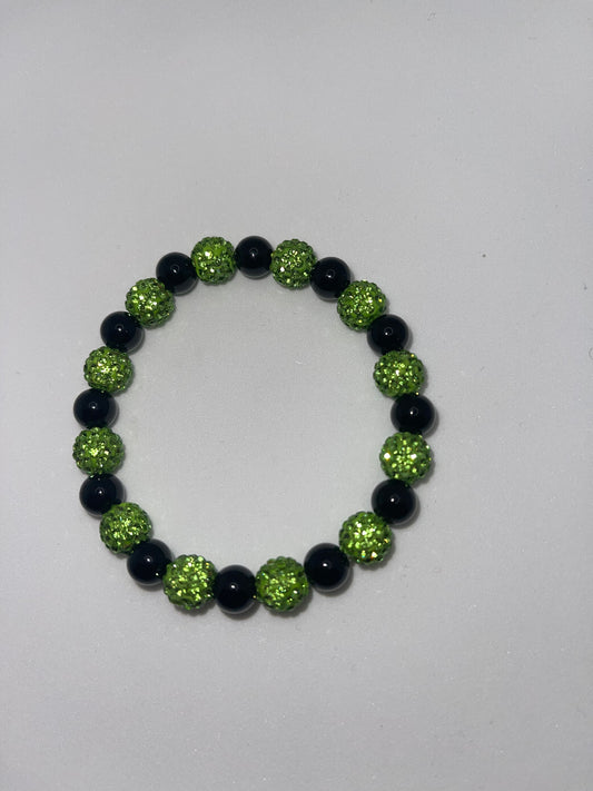 Green / Black beaded bling bracelet