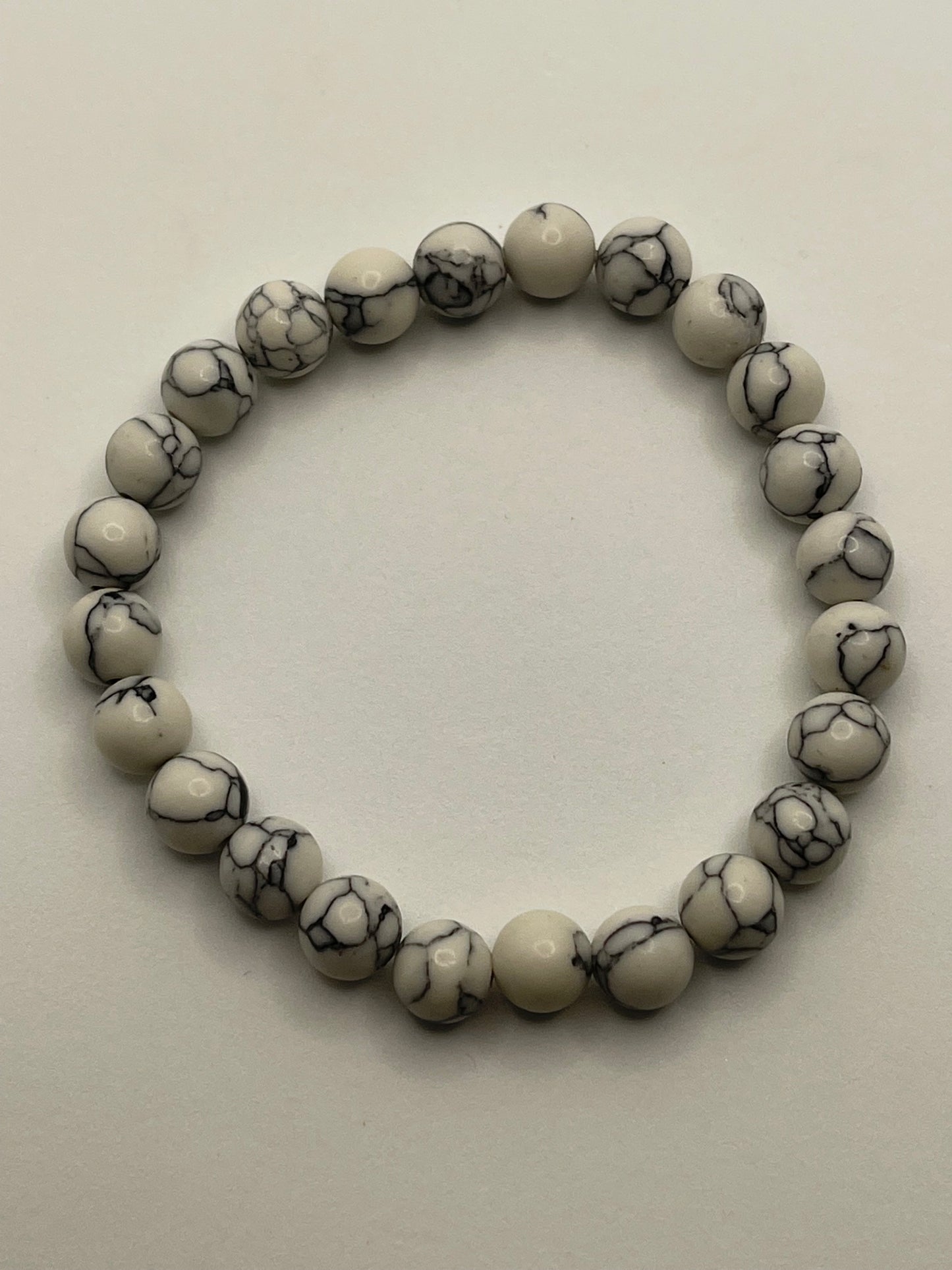 White/Gray Natural 8mm Gorgeous Semi-precious gemstone beaded bracelet