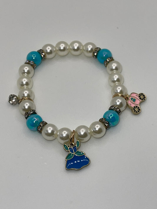 Princess blue/white beaded bracelet