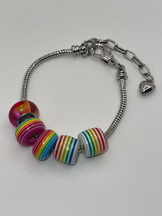 Rainbow colorful girls kids snake chain bracelet,