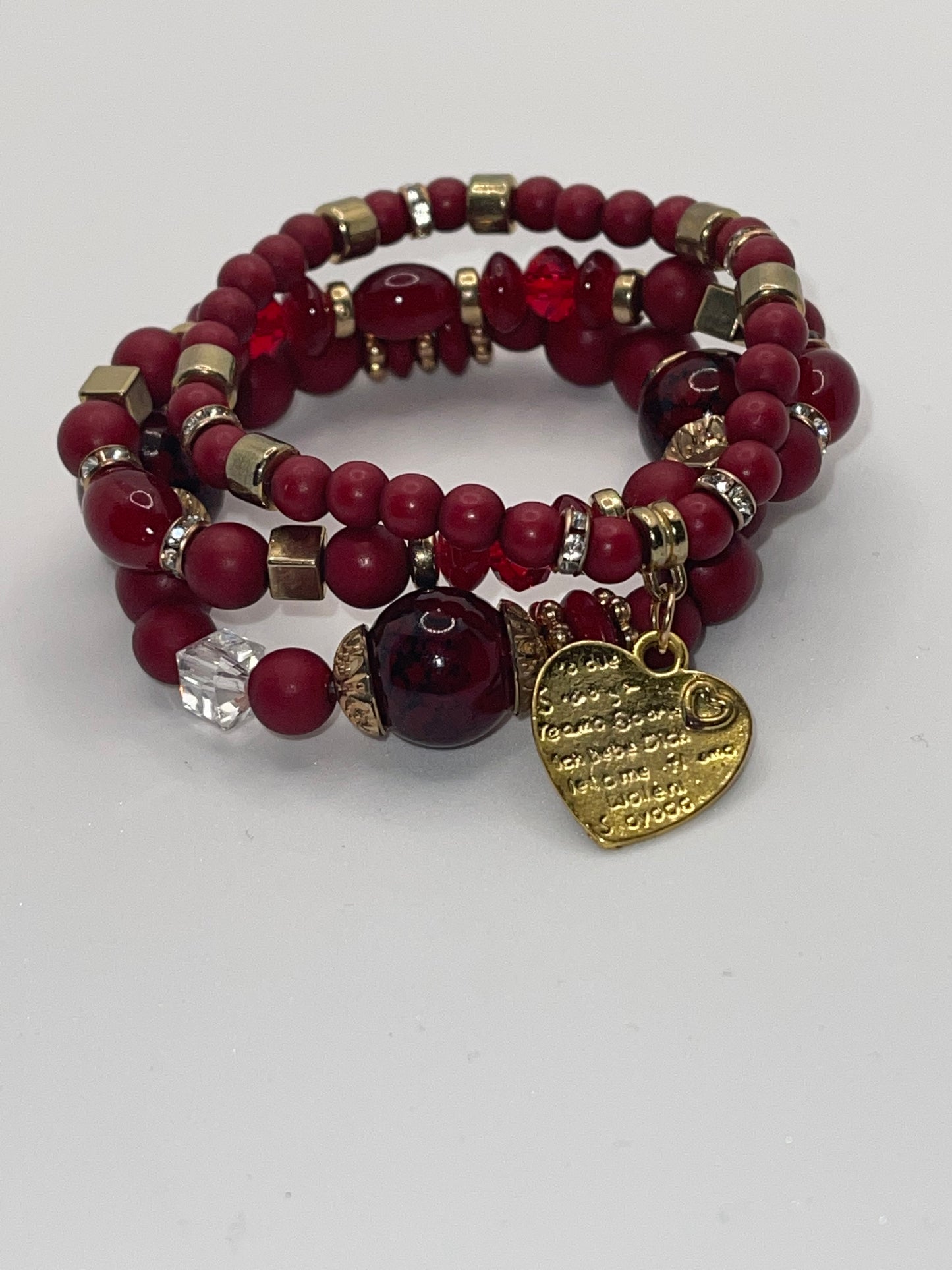 Red Bohemian beaded bracelet set