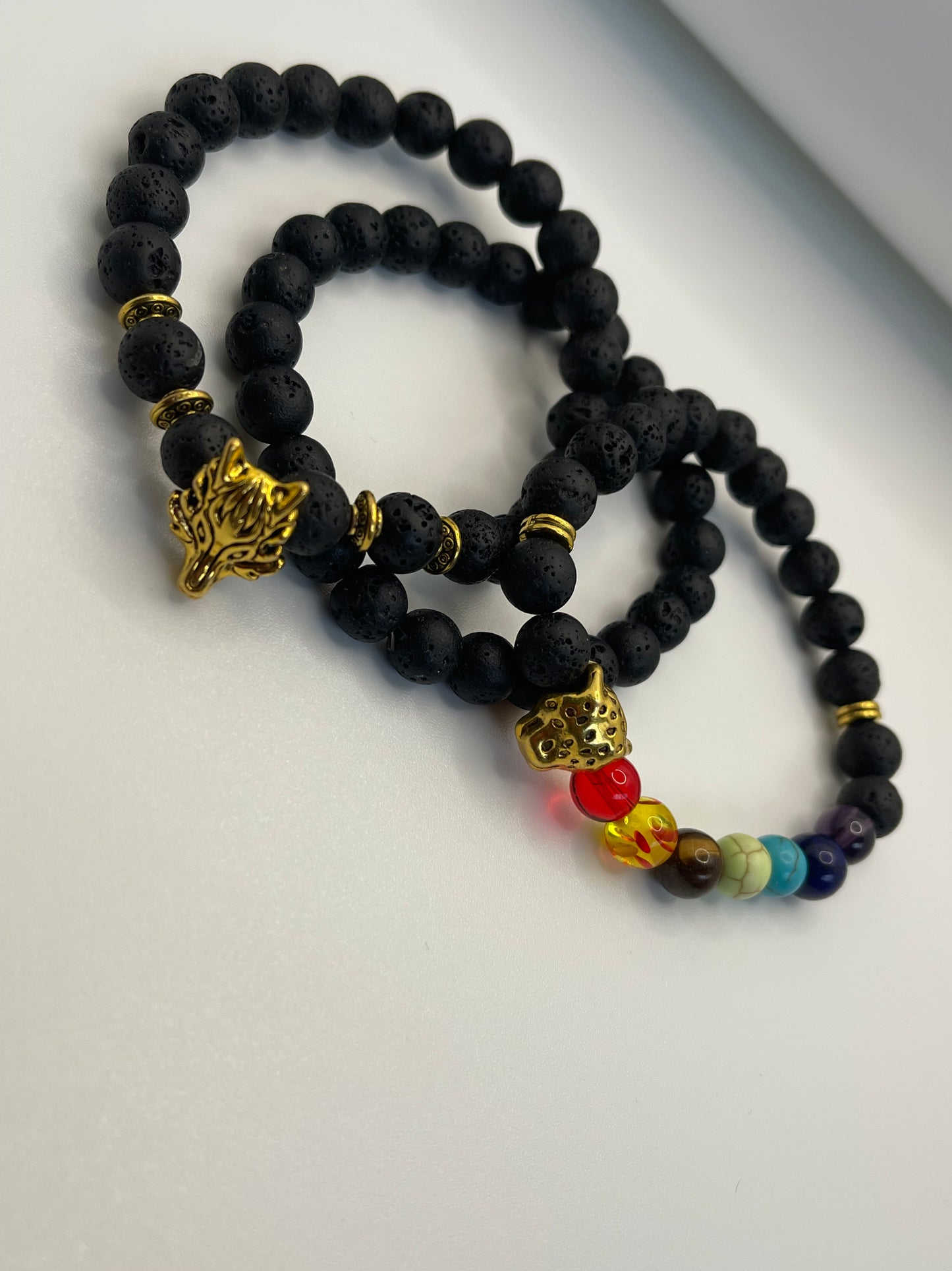 Lavastone Tiger/Dragon Bracelet Set