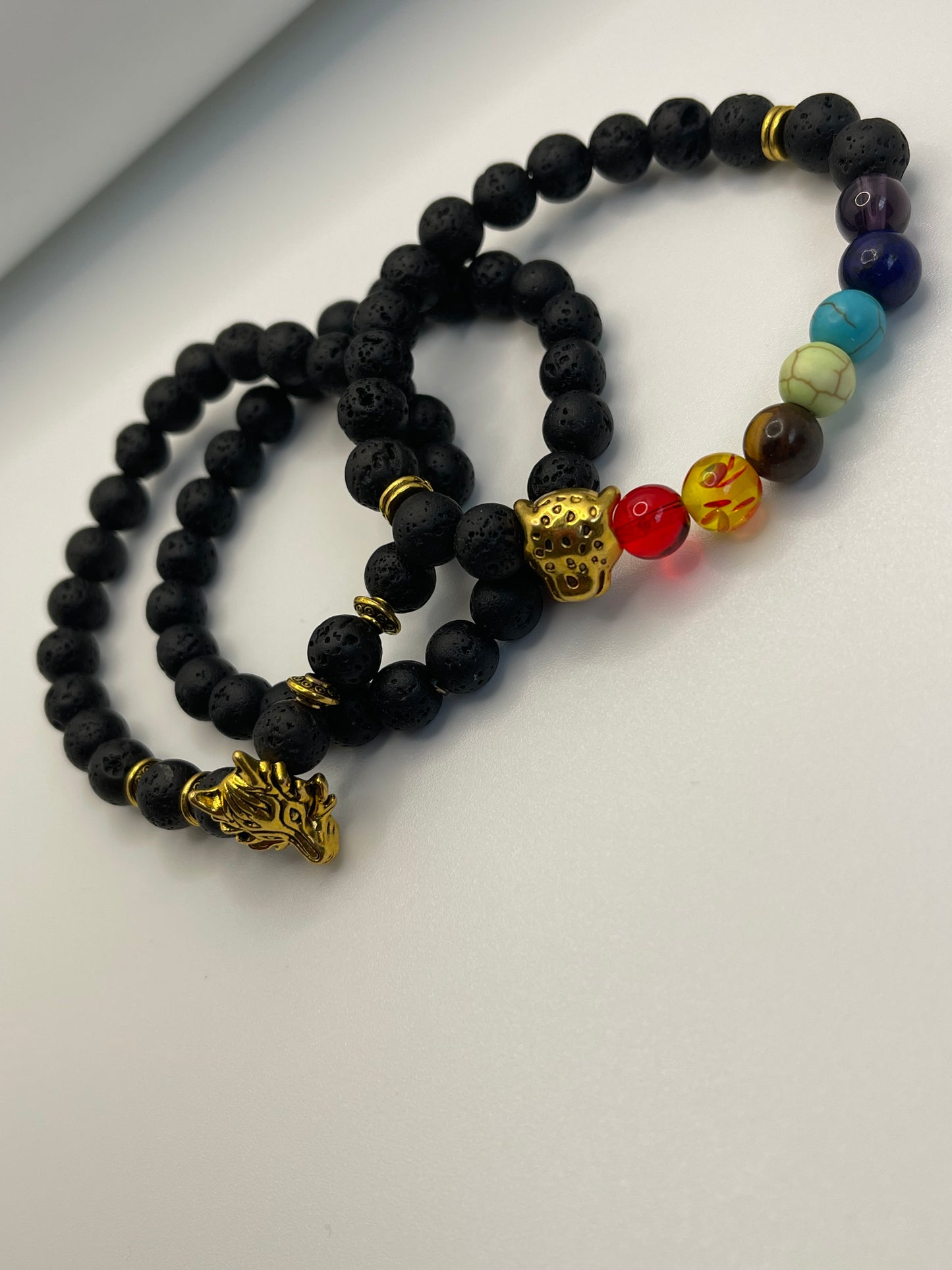 Lavastone Tiger/Dragon Bracelet Set